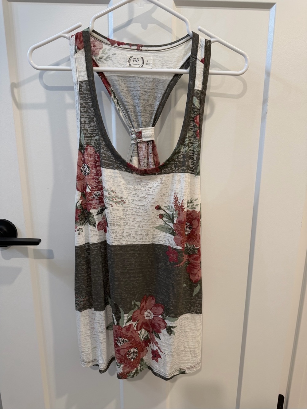 Maurices Olive & Red Floral Racerback Tank